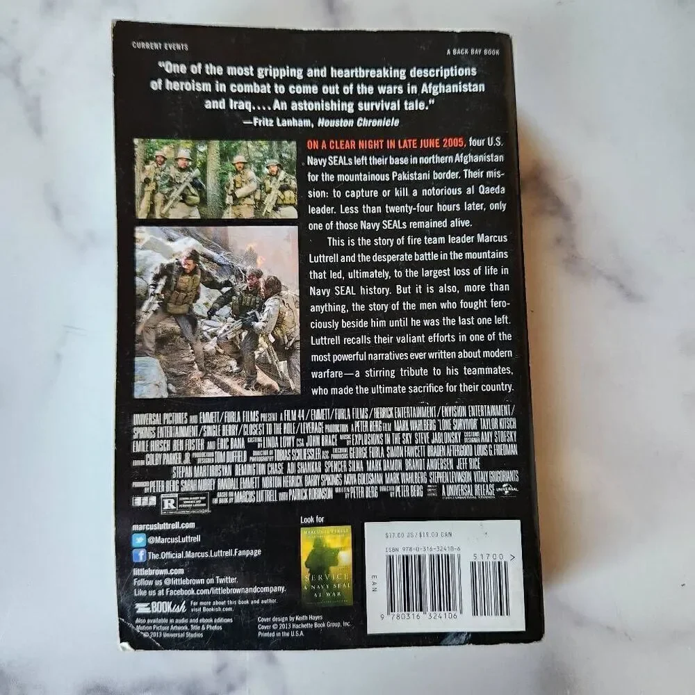 Lone survivor Marcus Luttrell #1 national bestseller paperback army war story bo